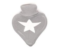 Boule acqua calda con copri boule in lana azzurro stella bianca