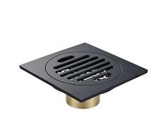 Eridanus Piletta Doccia a Pavimento Scarico a Pavimento Quadrato Ottone Copertura di Scarico dei Acqua Piletta di Scarico per Bagno Doccia WC Lavanderia Filtri per Vasca da Bagno - Ottone Nero