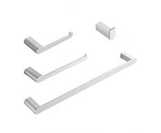 GERUIKE Portasciugamani Set di Accessori da Bagno 4 Pezzi 40 cm Alluminio Portasciugamani WC Anello portasciugamani Wall Portarotolo Portasciugamani Attaccapanni Argento
