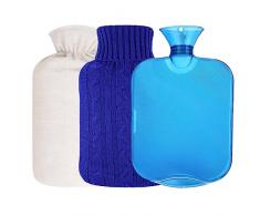 Borsa DellAcqua Calda, Borsa per Acqua Calda Con Coperchio, 2 litri Borsa Acqua Calda per Alleviare il Dolore, Schiena, Collo