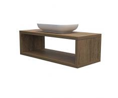 Mensola lavabo con vano portaoggetti, anche su misura, in 9 diverse colorazioni design 100% made in italy, incluse staffe a scomparsa, per bagno e lavabi dappoggio (Noce, 100x50 cm - h 38 cm)