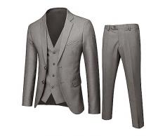 PTLLEND Accappatoio Doccia da Abito da Uomo Slim 3 Pezzi Abito da Cerimonia Nuziale Giacca Gilet e Pantaloni da Completa
