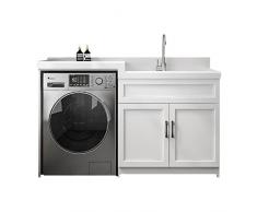 xinxinchaoshi Mobile da Bagno Cabinet for Lavatrice in Alluminio Spaziale, lavabo, lavabo, Lavatrice combinata Cabinet di Lavanderia Integrata Mobiletto per Lavandino Bagno (Size : 130CM/51.1 inch)