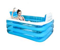 Pieghevole Gonfiabile Vasca da Bagno Casa Multiuso Addensato Bagno dEpoca Barile Schienale Piscina per Bambini in Plastica (Blu)