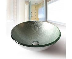 Vetro Temperato Lavandino Arte Lavandino Lavabo sopra Il Lavabo,Silver
