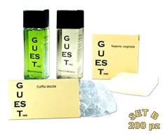 SET CORTESIA SHAMPOO DOCCIA SAPONE ALBERGO B&B CUFFIA BAGNOSCHIUMA GUEST TIME (200 pezzi SET B)