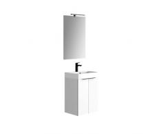 Set di mobili da bagno 45 cm, con mobile con lavandino, melammina 16, mobile montato, lavabo incastrato due ante bianco