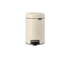 Brabantia - NewIcon Pattumiera a Pedale 3L - Piccolo Cestino per Bagno - Coperchio con Chiusura Soft-Touch - Funzionamento Agevole a Pedale - Secchio Interno Rimovibile - Soft Beige - 17 x 24 x 27 cm