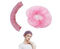 Cuffia da doccia usa e getta, 100 cuffie da doccia da 44 cm, cuffie elastiche in plastica rossa trasparente, spesso e impermeabile, per uso in casa, hotel, spa e parrucchieri