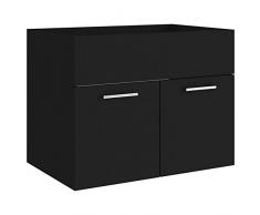 Tidyard Mobile Sottolavabo, Mobile Sottolavabo per Bagno, Mobile Bagno Sottolavabo Sospeso, Mobile Bagno con Ante, in Truciolato 60x38,5x46 cm Nero