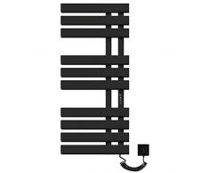 Scaldasalviette Elettrico Bagno a Basso Consumo,380W Scaldasalviette Termostato Timer Incorporato,Schermo LCD,IP45 Impermeabile,Portasciugamani,Scaldino Asciugaman-Schwarz||Down Right Line