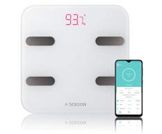 SEBSON Bilancia Pesa Persona Bluetooth digitale con app, Pesapersone Calcolo - Pesa, Grasso Corporeo, Acqua, Massa Muscolare, BMI, etc - fino a 180kg