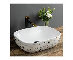 Lavabo dappoggio Lavandino con Rubinetto Nero, Lavandino Moderno for Vaso da Bagno in Ceramica sopra Lavandino Lavandino Lavandino Lavabo in Porcellana Lavandino da Bagno (Size : L)
