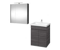 Mobile da bagno + armadietto a specchio, set di mobili da bagno, 64 cm, colore: antracite