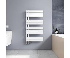 Meykoers Scaldasalviette Piatto 899 x 500 mm, termoarredo Bagno, scaldasalviette ad Acqua Calda, 441W, Attacco Laterale,Bianco