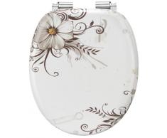 Cornat KSDSC541 - Tavoletta copri WC con meccanismo di abbassamento con essenza in legno MDF, motivo: fiori marroni