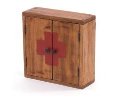 Armadietto Medic 35 | 35 x 35 x 13 cm (A x L x P) in mogano | armadietto da parete in stile shabby chic, per medicinali, primo soccorso, in legno, colore: 08 miele cerato
