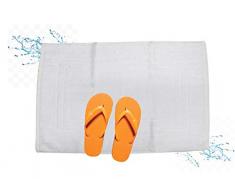 Russo Tessuti Tappetino Scendidoccia Tappeto 70x50cm Bagno Antiscivolo Cotone Bianco B&B Hotel