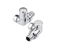 Hudson Reed Paio di Valvole Moderne a Squadra per Radiatore, Termoarredo e Scaldasalviette | Ottone Cromato | Misura 15mm | Valvole Angolari | Design per Risparmiare Spazio
