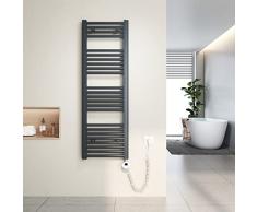 Heilmetz Scaldasalviette elettrico antracite 120x40 cm,Radiatore elettrico con termostato digitale e funzione Timer per asciugamani,Asciugatore elettrico per asciugamani,500 W