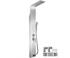 Happybuy Pannello Doccia 5 In 1 in Acciaio Inox con Soffione, Colonna Doccia Idromassaggio a Pioggia e Doccetta Colore Argento