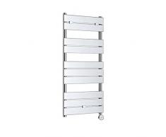 Hudson Reed Lustro Scaldasalviette Elettrico Moderno di Design Verticale - Termoarredo Bagno Piatto a Scaletta - Acciaio Inossidabile Cromato - 400W - 1000 x 450mm