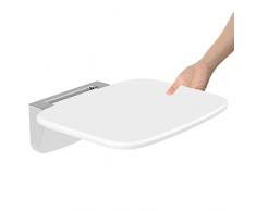 Sgabello Doccia Pieghevole a Muro,Sedile per Doccia da Parete Ribaltabile,Sedia da Doccia Disabili e Anziani Bianco