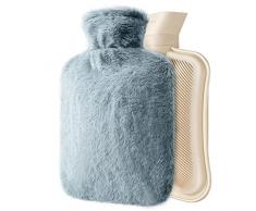 URBZUE Borsa dellacqua Calda 1,8 Litri, Borsa Acqua Calda con Copertura in Pile, Riutilizzabile, Boule Acqua Calda per Impacco Caldo/Freddo, Ottimo Regalo per Bambini, Donne e Anziani