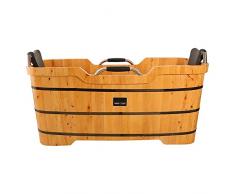 Yirunfa Vasca da Bagno con Doppio Cuscinos, Doppia per Uso Domestico Vasca da Bagno per Adulti, Spesso e Stabile, Vasca da Bagn in Cedro Selvatico, Carico Massimo 200kg, 1.5/1.6/1.7M