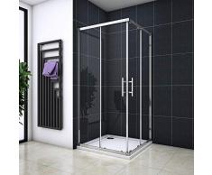 Box Doccia Angolare Porta Scorrevole 110x80x195 cm Vetro Temperato Trasparente 6 mm Easyclean Anticalcare Profilo Cromo Lucido
