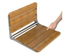 Heuffe Sgabello Doccia Pieghevole a Muro Legno Massello ,Sedile per Doccia da Parete Ribaltabile,Sedia da Doccia Disabili e Anziani 200kg