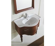 Mobile da bagno classico con lavabo con cassetti e specchio rettangolare - Misura: L.86 P.54 cm - Finitura: Finitura Noce - Top: Consolle in ceramica integrale Dec� classic cm 90 - 100% made in Italy