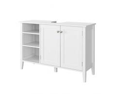 Homfa Armadietto sotto Lavabo Mobiletto per Lavandino Bagno Contenitore con 2 Ante e 3 Ripiani Organizzatore salvaspazio, Bianco in Legno