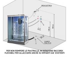 Bagno Italia cabina idromassaggio 140x90 box doccia 12 idrogetti disponibile anche con bagno turco I