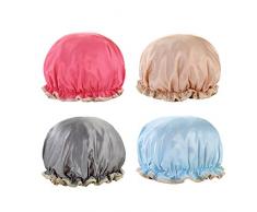 NEPAK 4 pezzi Cuffia per Doccia Impermeabile Cuffia Bagno Donna Elastico a Doppio Strato per Cucina, SPA, Doccia