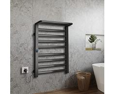 Ledph Termoarredo Bagno Interasse 40, Scalda Salviette da Bagno Elettrico, Scaldasalviette Elettrico con Termostato Programmabile Attacco a Parete, Scaldasalviette Elettrico Bagno, 45x72cm,Nero