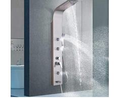 Colonna doccia di lusso Colonna doccia nichel spazzolato Pannello doccia a cascata Soffione a pioggia Soffione doccia Massaggio corpo Getto girevole