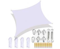 Tenda a vela da giardino rettangolare, tendine parasole, kit di fissaggio per impieghi gravosi, 4 corde di fissaggio, impermeabili, lavabili, tende da sole per tende da sole per vasca idromassaggio d