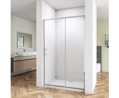 Box Doccia per Nicchia 120 cm H.185 cm Porta Scorrevole in Vetro Temperato Trasparente di Spessore 5 mm Profilo Cromo Lucido