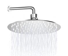 Welan Soffione Doccia a Pioggia, 30 cm Rotondo Soffione Doccia in acciaio inox 304, Silicone Anti-Blocco, Soffione Doccia A Incasso In Acciaio Inossidabile