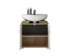 trendteam 133630196 - Mobiletto sotto lavabo Set One, effetto legno di rovere chiaro San Remo, dotato di sportello con finitura lucida bianca e 2 ripiani interni, 60 x 56 x 34 cm