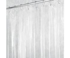 InterDesign Vinyl Liners Fodera per tenda doccia, Grande tenda per vasca da bagno in PVC-vinile antimuffa con 12 occhielli, Trasparente