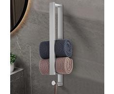 MEIJO Portasciugamani Bagno Autoadesivo, Porta Asciugamani Senza Foratura, Acciaio Inox Portasalviette Porta Salviette con Gancio per Bagno 40 CM (Spazzolato)
