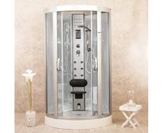 Box Doccia Idromassaggio Sauna Bagno Turco e Ozonoterapia 90x90 cm Eden Bianca