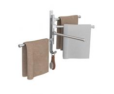 Portasciugamani da parete per bagno, girevole a 180°, barra doppia in acciaio inox, argento | Leroy Merlin