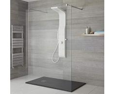 Hudson Reed Alston Pannello Doccia Manuale Idromassaggio Bianco in ABS con Doccetta – 1400 x 207 mm