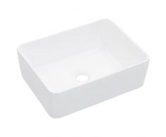 vidaXL Lavandino con Foro di Scarico Rettangolare Moderno Elegante Lavello Lavabo Arredo Bagno Sanitari 40x30x13 cm in Ceramica Bianco