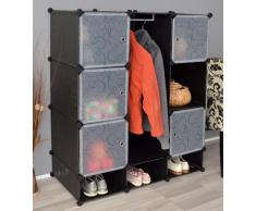 TS Ideen 5139 Armadio Guardaroba Completo di Scarpiera, Mobiletto da Bagno, Armadio da Cameretta, 9 Scomparti, Barra Appendiabiti
