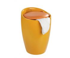 Wenko 20626100 Candy - Sgabello da bagno con sacco biancheria estraibile, in plastica ABS, Ø 36 x 50,5 cm, colore: Arancione