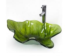 Vetro Temperato Lavandino Moda Foglia Verde Arte sopra Il Lavabo Bagno Lavati La Faccia Lavandino,Green
